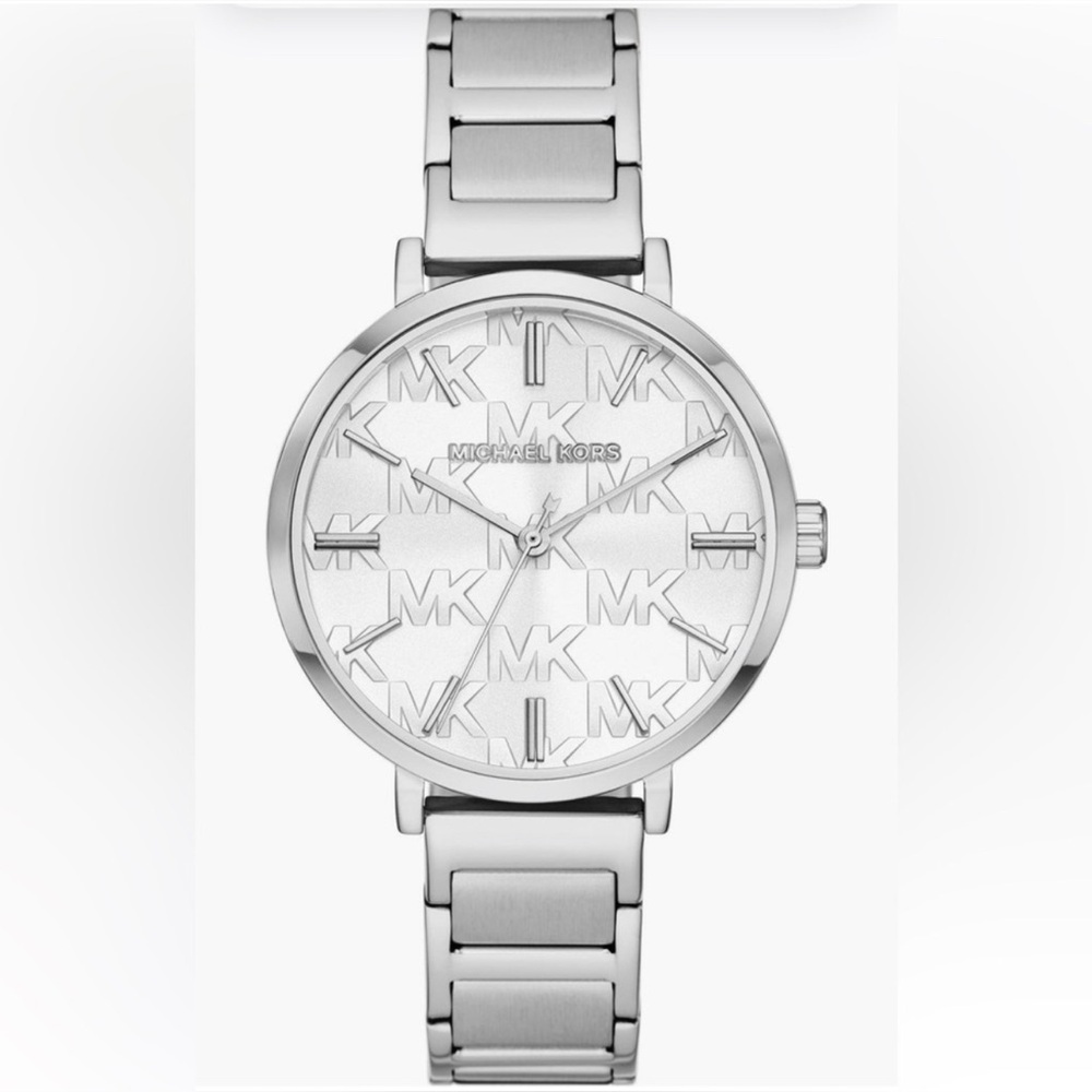 Michael Kors Addyson Silver-Tone Logo Watch - NWT